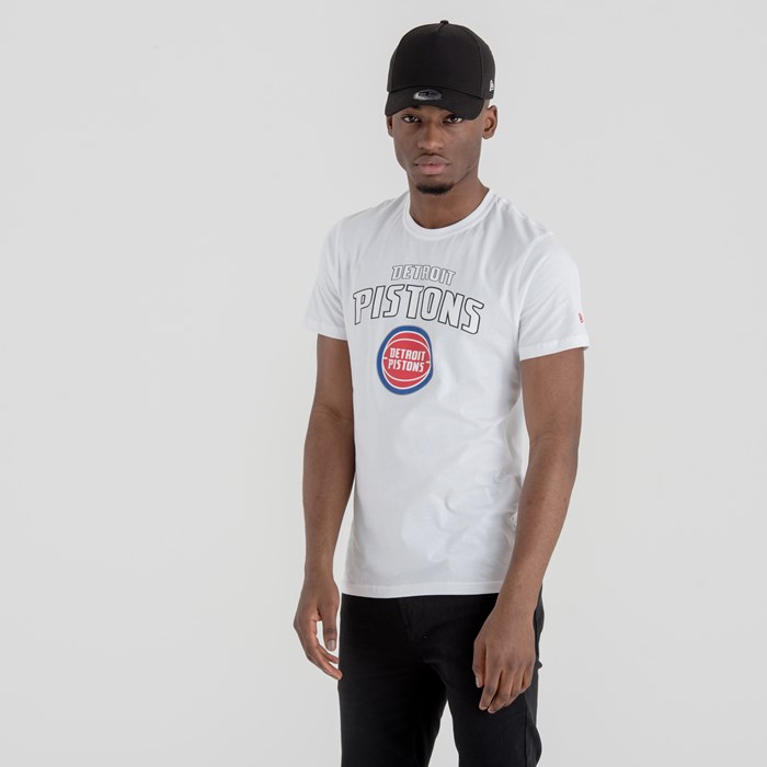 Detroit Pistons Team Logo Miesten T-paita Valkoinen - New Era Vaatteet Halpa hinta FI-862047